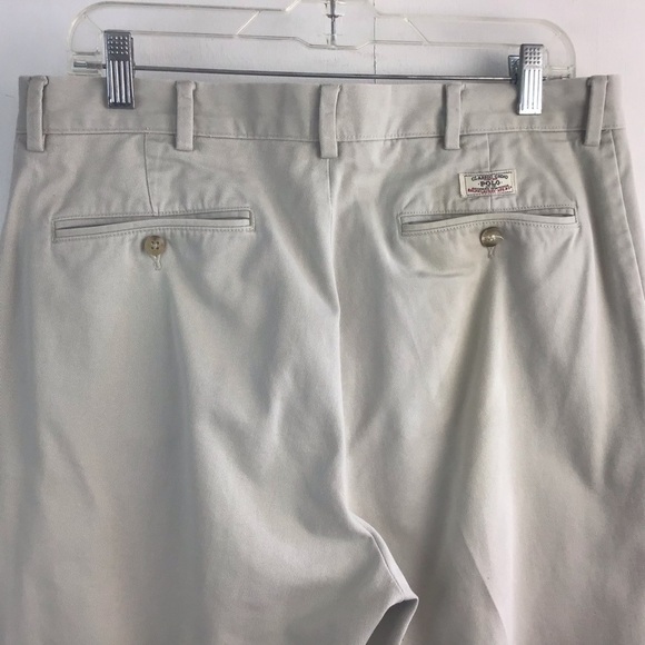 Polo by Ralph Lauren 100% cotton flat front slash pockets tan khaki chinos 34 - Picture 6 of 9